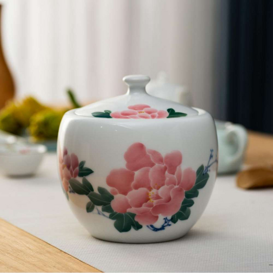 Peony apple jar手绘7